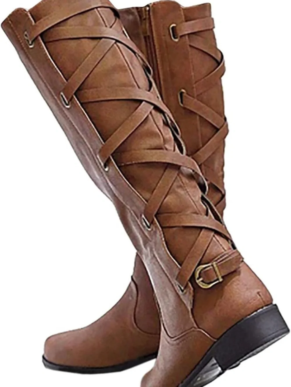 Roper Brown Over-the-Knee Lace-Strap Riding Boots